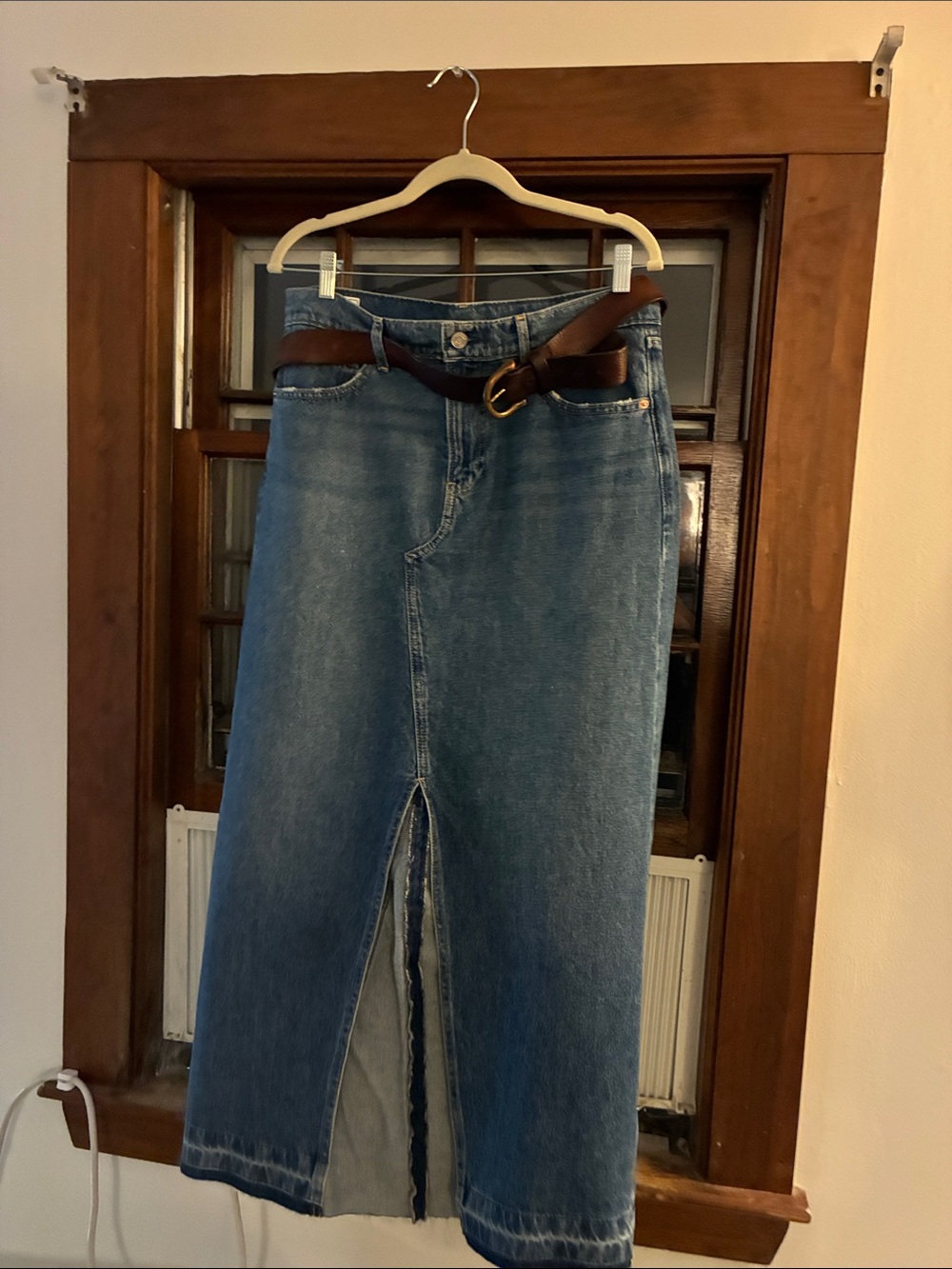 GAP Blue Denim Straight-Leg Jeans with Front Slit